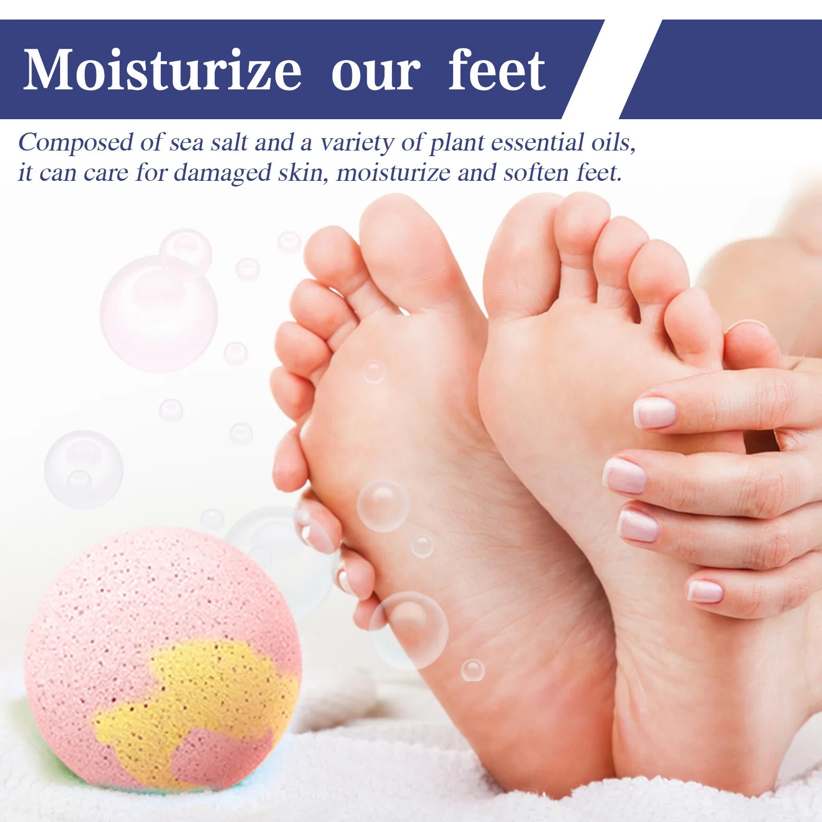Bubble Bath Ball Flowers Scent Body Bathing Cleaning Relaxing Natural Herbal Essential Oil Anti Dry Cracking Foot Spa