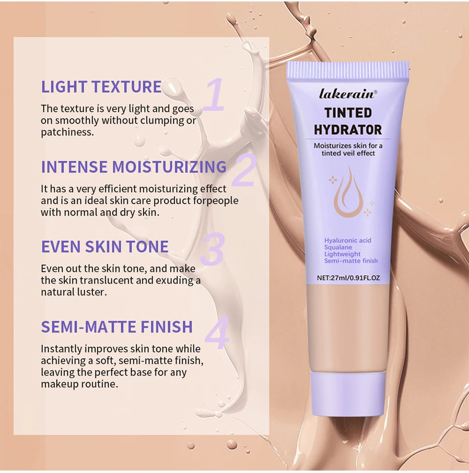 High Coverage CC cream Foundation Tinted Hydrator Matte Finish Light Oil-Free Moisturizing Makeup Hyaluronic Acid Sheer