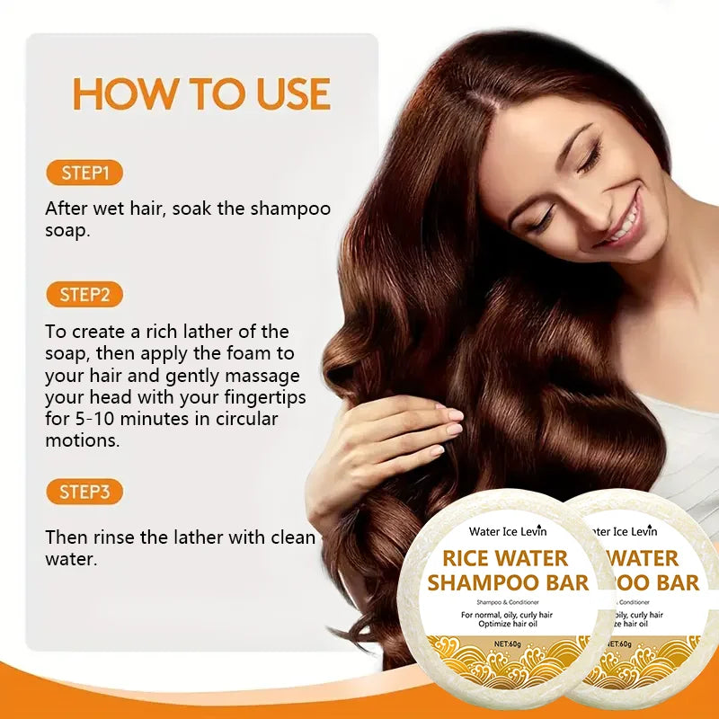 Organic Rice Shampoo Soap Bar Oil Free Conditioning Soap Rice Water Protein Nourishing Anti-loss Hair Hair Growth Soap Bar 60g