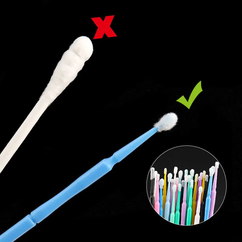100PCS/Bag Bamboo Eyelash Extension Cleaning Swabs Lash Lift Glue Remover Applicators Microblade Makeup Micro Brushes Tools