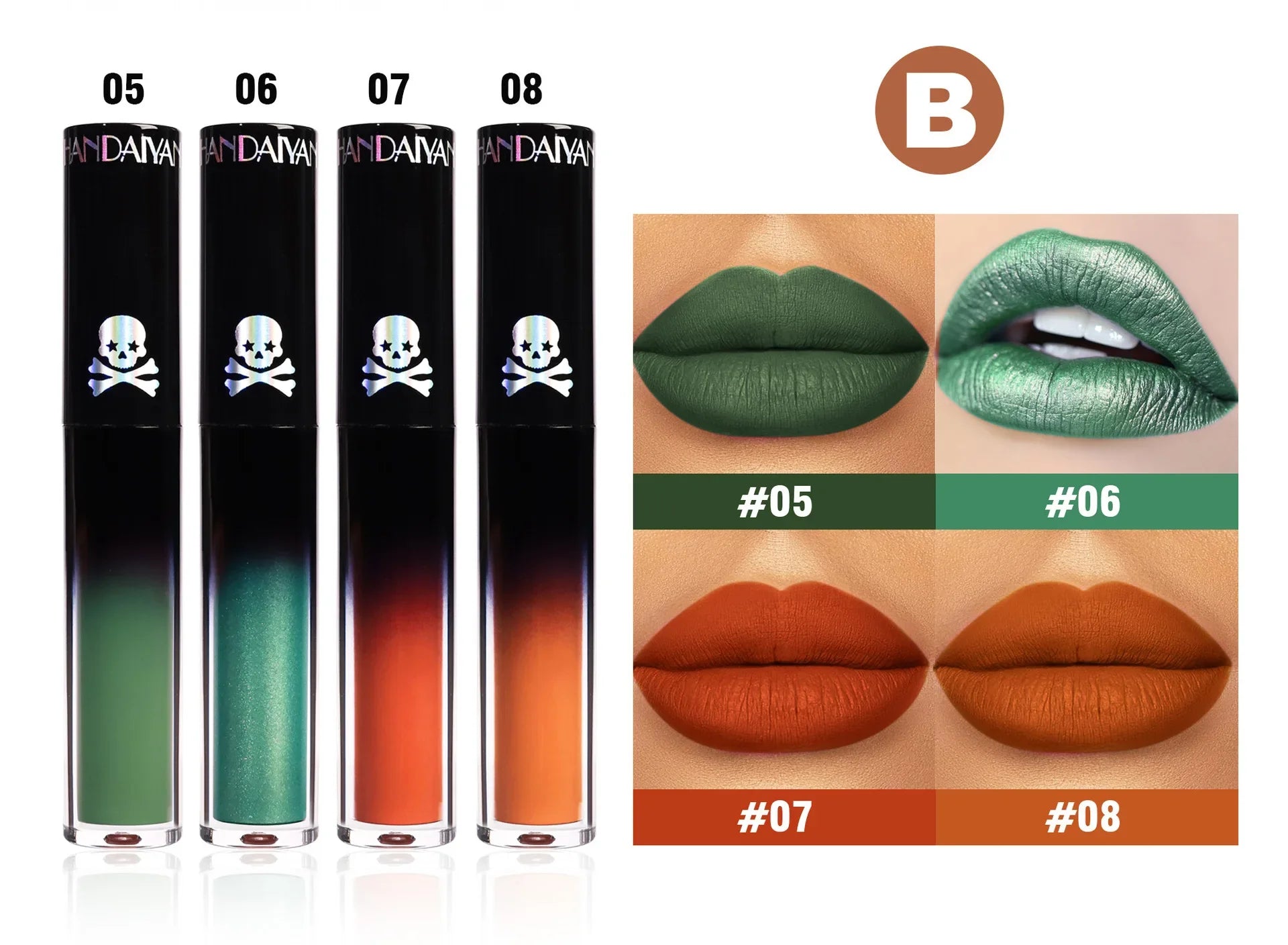 4pcs Matte Lipstick Set Waterproof Sexy Green Purple Black Lip Gloss Shiny Lip Tint Halloween Lip Makeup Tool Korean Cosmetics