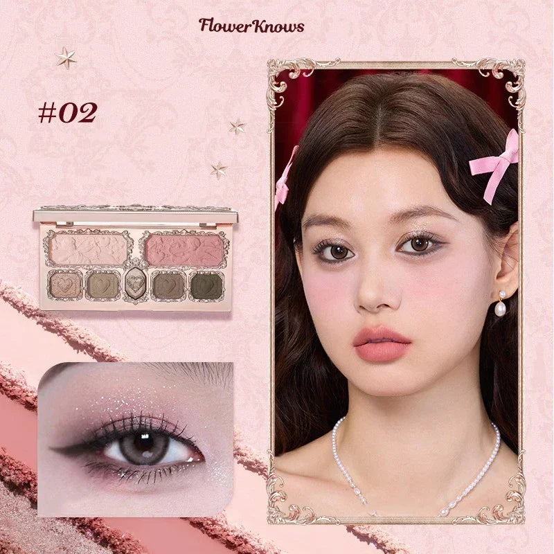 Flower knows Strawberry Cupid Collection Facial Complexion Palette Blush Eyeshadow Highlighter Flower Know Face Bronzer Palette