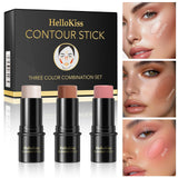 1 Set of 3 Contouring Sticks, Highlighter Stick, Blush Stick, 3-Piece Cream Contouring Set, Create Facial Contours, Non-Greasy