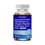 Vitamax 21-in-1 Supplement | NAD+ Resveratrol Collagen Berberine | Supports Hair, Skin, Nails, Joints, Anti-aging, Firming Skin