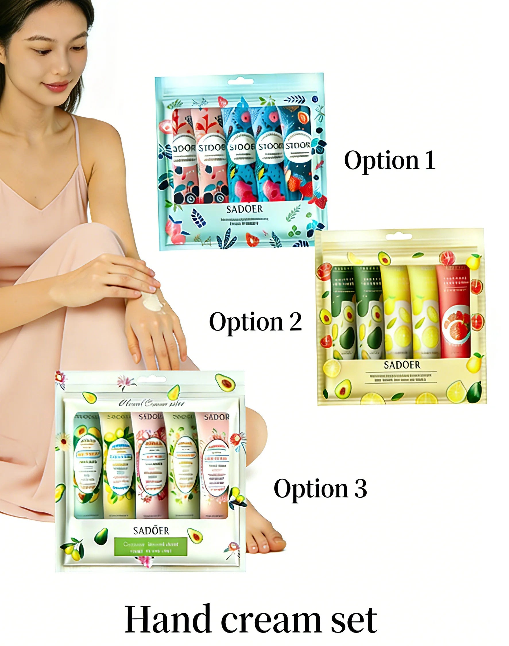 SADOER Hand Cream Set 5pcs Moisturizing for Dry Hands Travel Size Hand Lotion Gift Set to Nourish and Repair Dry Cracked Hands