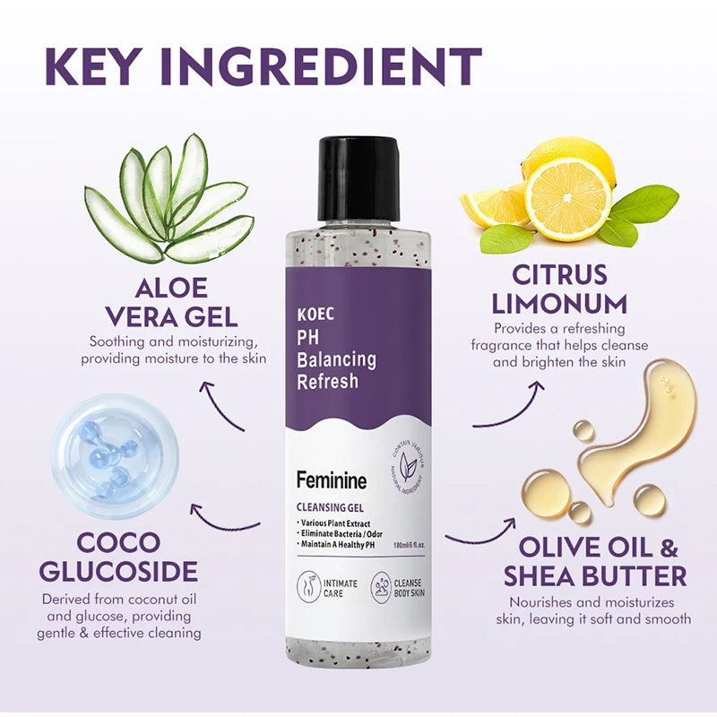Body Wash,Intimate Hygiene Women Refresh PH Balancing Shower Gel,Feminine Care Gentle Cleansing,Odor Control,Skin Nourishment