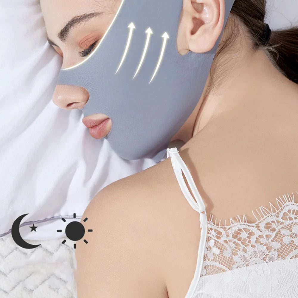 1pc V-Shape Face Sculpting Sleep Mask Breathable Elastic Lifting Tightening Mask Skin Care Slimming Strap Chin Up Mask Woman