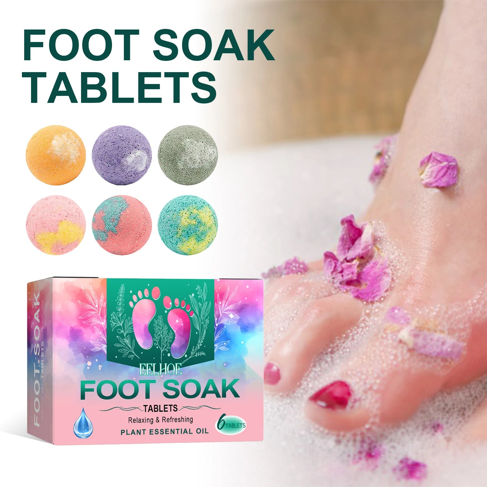 Bubble Foot Bath Ball Exfoliating Moisturizing Relief Stress Fragrances Aromatherapy Shower Bathing Foot Spa Foot Bath Salt 6pcs