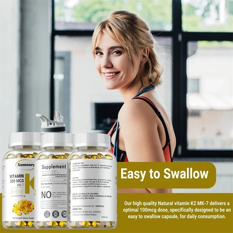 Vitamin K2 MK-7 Supplement - Supports Bone Density, Teeth, Skin, Heart Health and Immunity