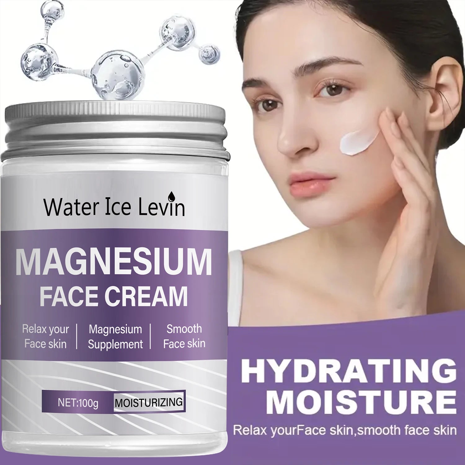 Magnesium Cream, High-Quality Magnesium Chloride, Deeply Penetrates and Moisturizes the Face, Vitamins Replenish Moisture, Long-Lasting Hydration