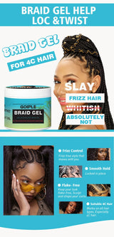 GOIPLE 100g Tea Tree Mint Braid Styling Gel Edge Control Frizz Smooth Hair Wax Pomade Loc Twist Braiding Cream For African Women