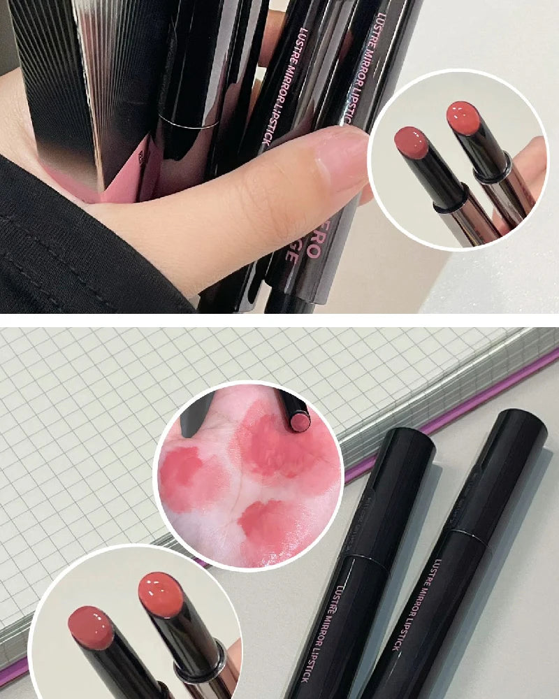 HERORANGE Push-button Mirror Lipstick Moisturizing Long-lasting Lip Glaze Lipstick