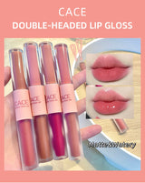 CACE Double Head Lip Gloss Sexy Red Lip Makeup Lip Mud Mirror Water Gloss Lip Glaze Matte Lipstick Waterproof Korean Cosmetics