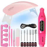 Professional Nail Art Kit with 54W UV Lamp Glue Dryer Polisher Dead Skin Remover Finger Separator Manicure Pedicure Home Use