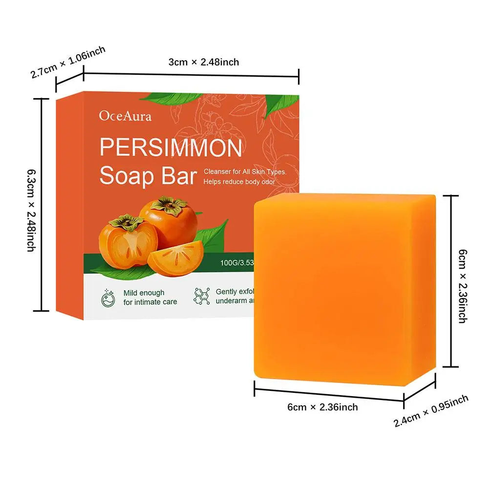 Persimmon Soap Bar for Body Odor Removal, Handmade Persimmon Green Tea Soap for Face and Body Wash Gentle Deodorant Bar