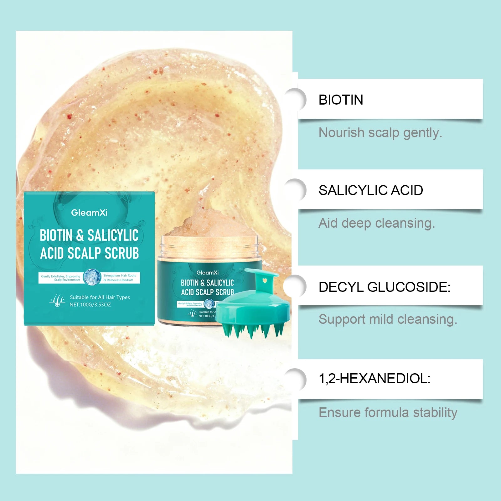Salicylic Detox Scalp Scrub With Massage Brush Set Deep Cleansing Refreshing Oil Control Anti-Frizzy Hair Care Salon-at-home