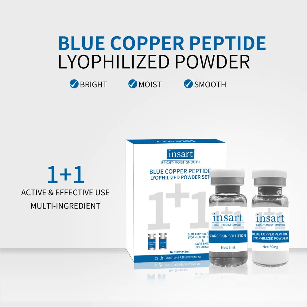 Blue Copper Lyophilized Powder Set Moisturizing Whitening Face Serum Anti Wrinkle Smooth Tender Skin Care Brighten Essence