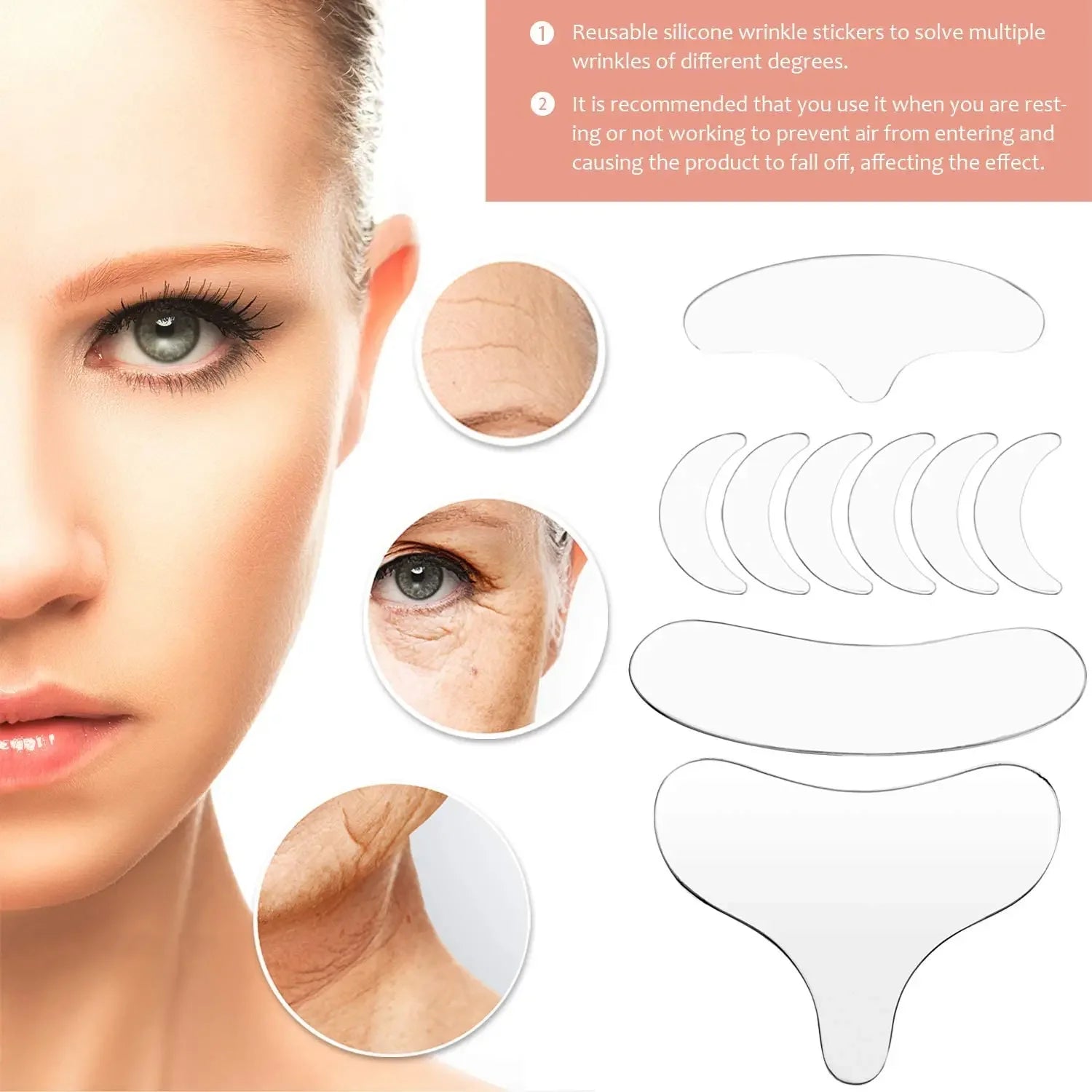 Reusable Silicone Anti-Wrinkle Pad Patch Face Neck Wrinkle Removal Patch Pad Facial Skin Lift Anti Aging Facial Beauty Tools