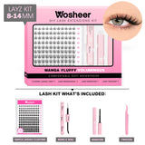 WOSHEER Eyelash Clusters Kit Thick Individual Lashes Lash Bond And Seal And Remover Faux Mink Lashes Eyelash Extension DIY