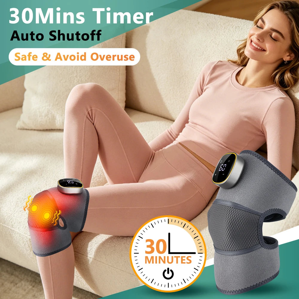 Rechargeable Knee Massager 3 Gear Vibration Massage Adjustable Shoulder Brace Electric Heating Pads Leg Knee Warmer