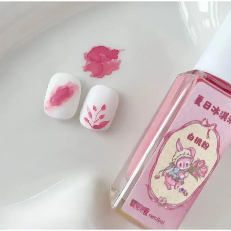 6ml Nail Art 6 Colors  Summer Ice Cream Nail Dye Solution Creative Nail Pattern DIY Design Dye Solution Women Nail Decoration
