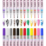 12Pcs/Set Colourful Waterproof Nail Art Graffiti Pen DIY 3D Nail Art Drawing Pen Abstract Line Manicure Tool Painting Liner