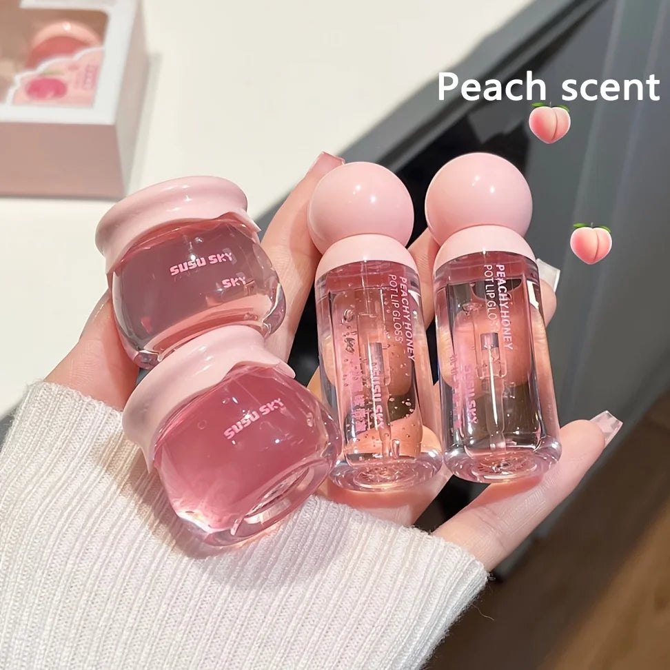 2pcs Lip Gloss and Lip Mask Set, Moisturizing Lips, Moisturizing Peach-flavored Makeup Set