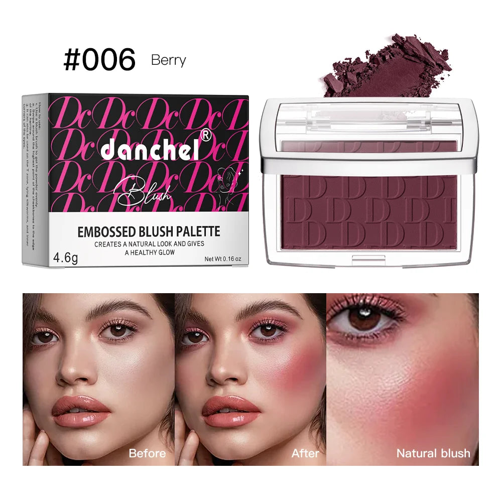 Hot Matte Embossed Blush Palette Rosy Blusher Facial Blush Powder High Pigmented Pink Coral Rouged For Cheeks Smooth Cosmetics
