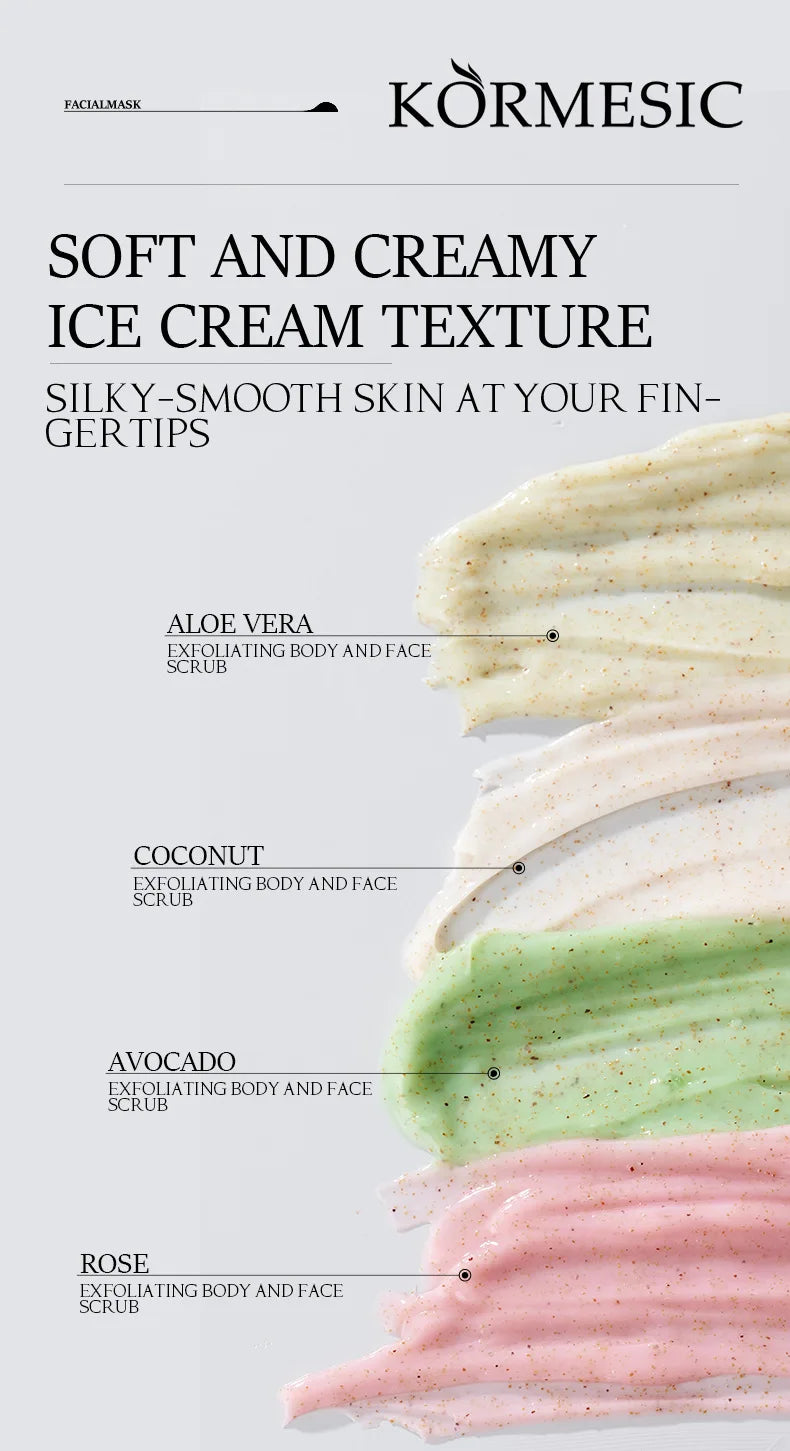 KORMESIC Avocado Facial Scrub Body Cream Lotion Moisturizing Deep Anti Wrinkle Gentle Tender Exfoliation Skin Care