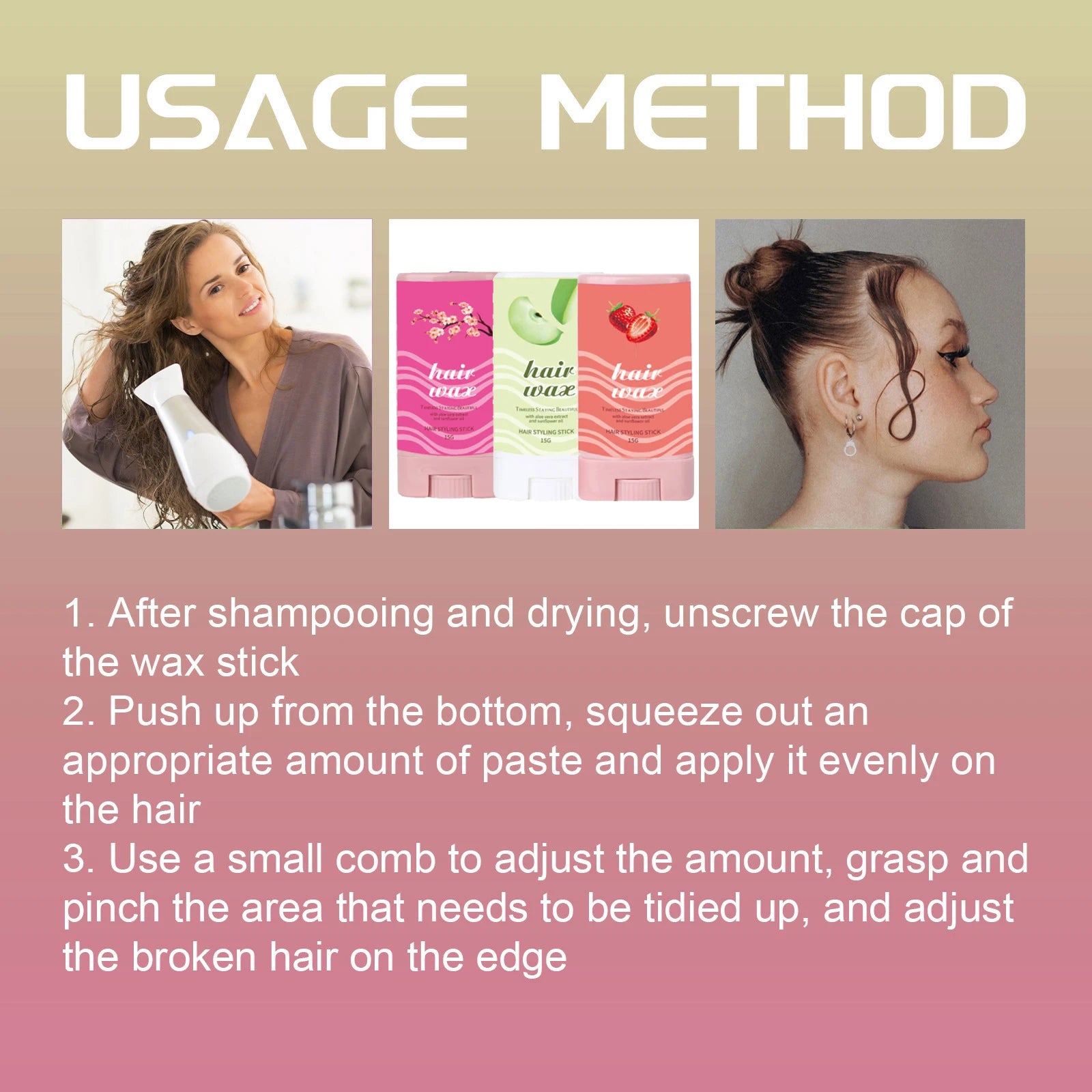 Hair Wax Pomade Broken Frizz Fixed Fluffy Hair Styling Greasy Gel Long-Lasting Hair Styling Not Tool Stick Hairs Care Cream