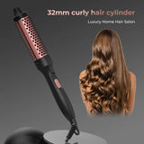PTC Heated Curling Iron Brush 32mm Thermal Round Brush Anti Scald Hair Styler Volumizing Curler for Home Salon Use