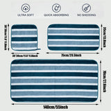 18pcs Luxury Bath Towels Set - Quick-Dry Highly Absorbent Plush Soft Coral Fleece-like Texture, Multi-Size Family Bathroom Towels with Hanging Loops (30x30cm, 70x140cm) for Home, Hotel & Spa - Navy & Striped Design, Durable &