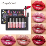 12 Lip Gloss Set Box for Halloween and Christmas Makeup with Pearlescent Shining, Waterproof, Durable, Natural Makeup, Shining,