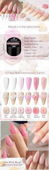 Clear Non-Stick Hand Extension Gel Nail Polish 3D Shaping/Sculpting/Carving UV/LED Gel Milky Jelly Hard Gel Nail Supplies DIY