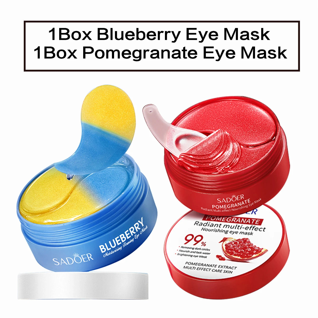 Pomegranate Eye Mask Multi-Effect Nourishing And Moisturizing Eye Patch for Hydrating the Eye Area 60pcs/bottle-1 bottle
