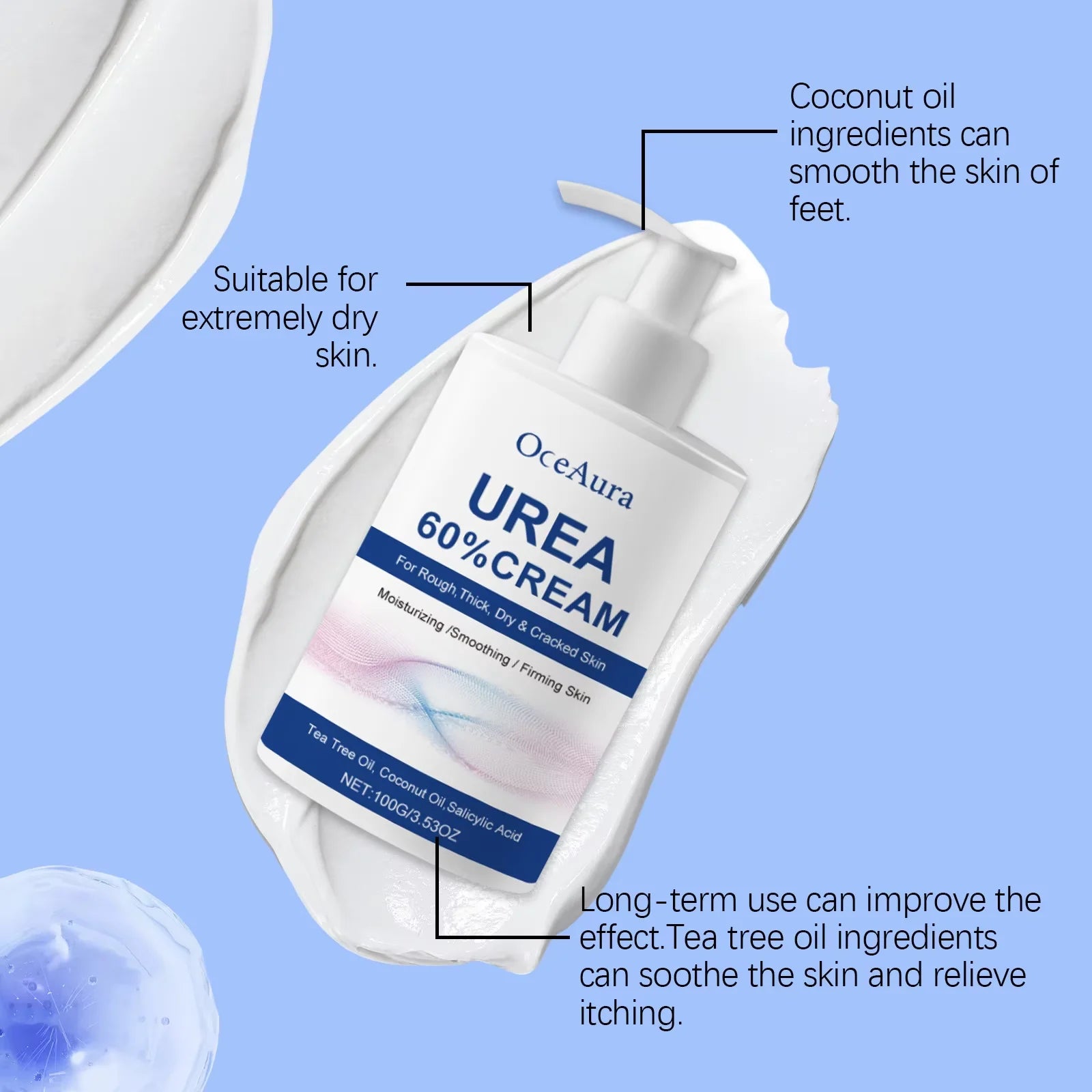 60% Urea Moisturizing Foot Cream Relieve Drying Cracked Heel Repair Soft Remove Calluses Dead Skin Hand Foot Skin Care