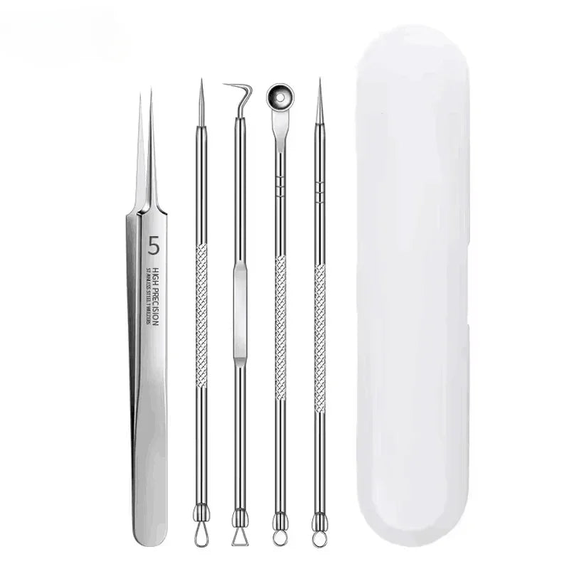 4-11Pcs Ingrown Hair Tweezers Acne Blackhead Removal Needles Black Dots Cleaner Deep Cleansing Pore Cleaner Face Skin Care Tools