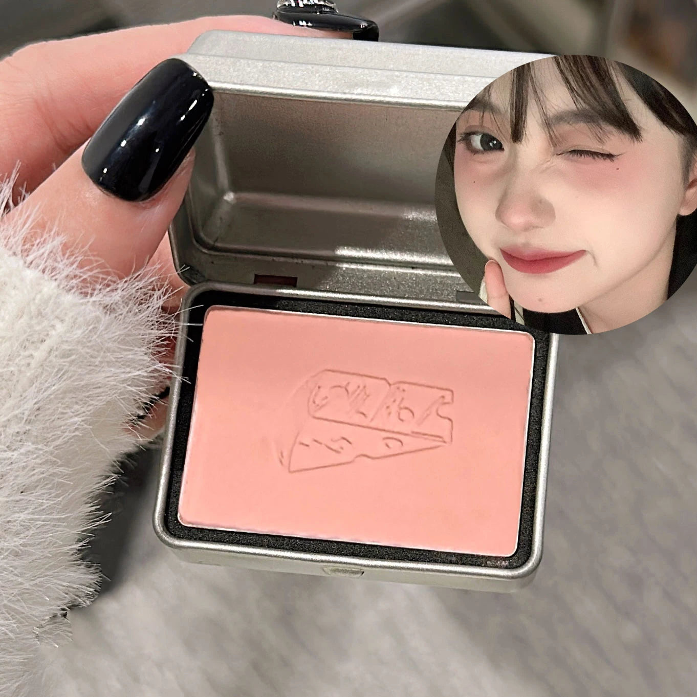 BLACKNANA Square Iron Box Single Color Blush Cream Low Saturation Gray Pink Long-lasting Makeup Tender Rouge