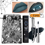2Pcs Matte Bloody Lip Stain Long-Lasting Water-Resistant Liquid Lipstick Gothic Vampire Halloween Party Lip Tint Cosmetics