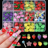 12Grid/Box Mixed Resin Bowknot Nail Charms 3D Colorful Bow Kawaii Rhinestone Nail Art Decorations DIY Manicure Parts Pen Tweezer