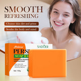 1/2PCS Persimmon Cleansing Soap Bar With Foaming Net Body Care Face Wash Exfoliating Whitening Soap Fruit Handmade Shower Soap