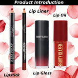 4Pcs/Set Velvet Lip Combo, Matte Lip Liner, Lip Oil Nude Gloss, Long-lasting Waterproof, Sophisticated Lip Look