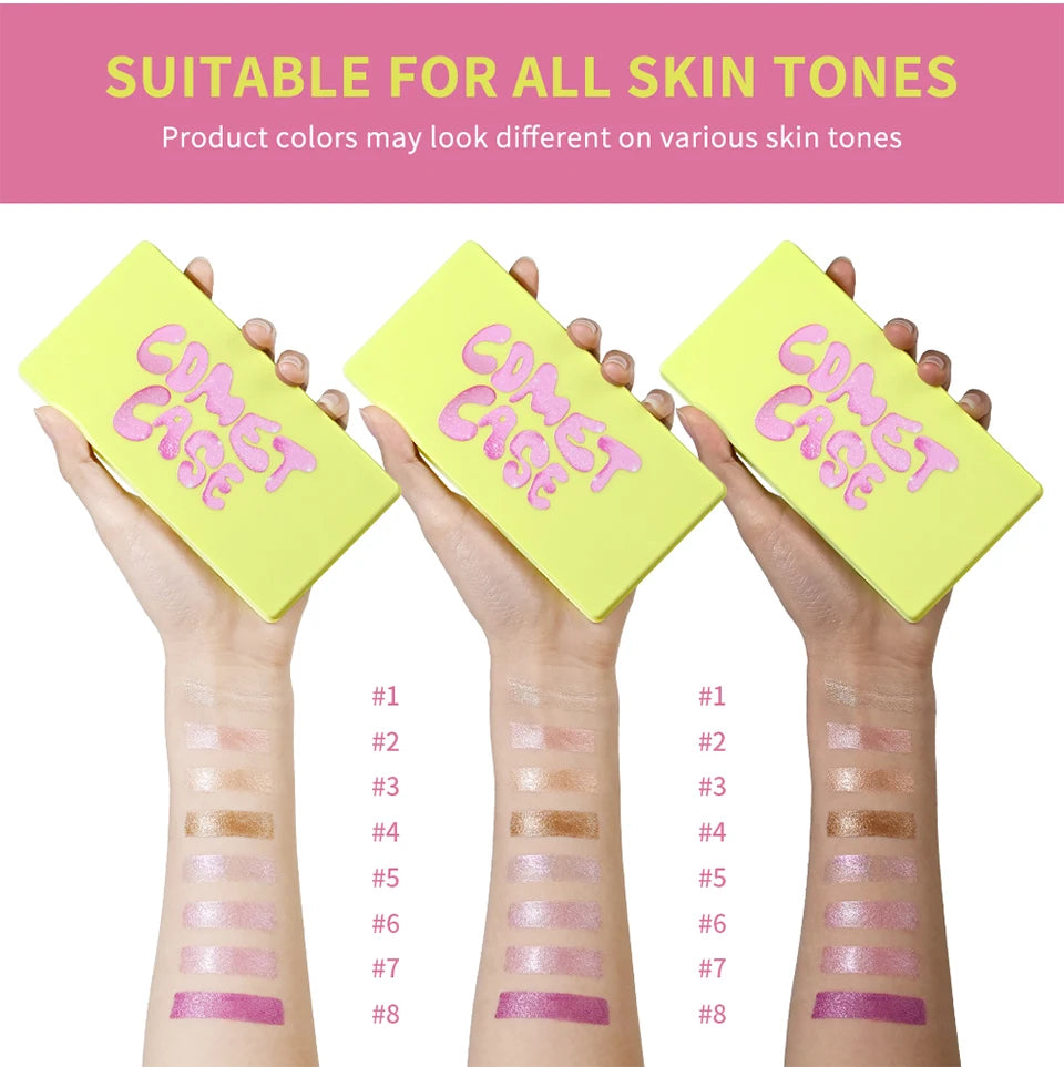 8 Colors Cream Highlighter Palette for Highlight, Blush&Contouring, Various Colors To Meet Various Makeup Needs Highlight Disc