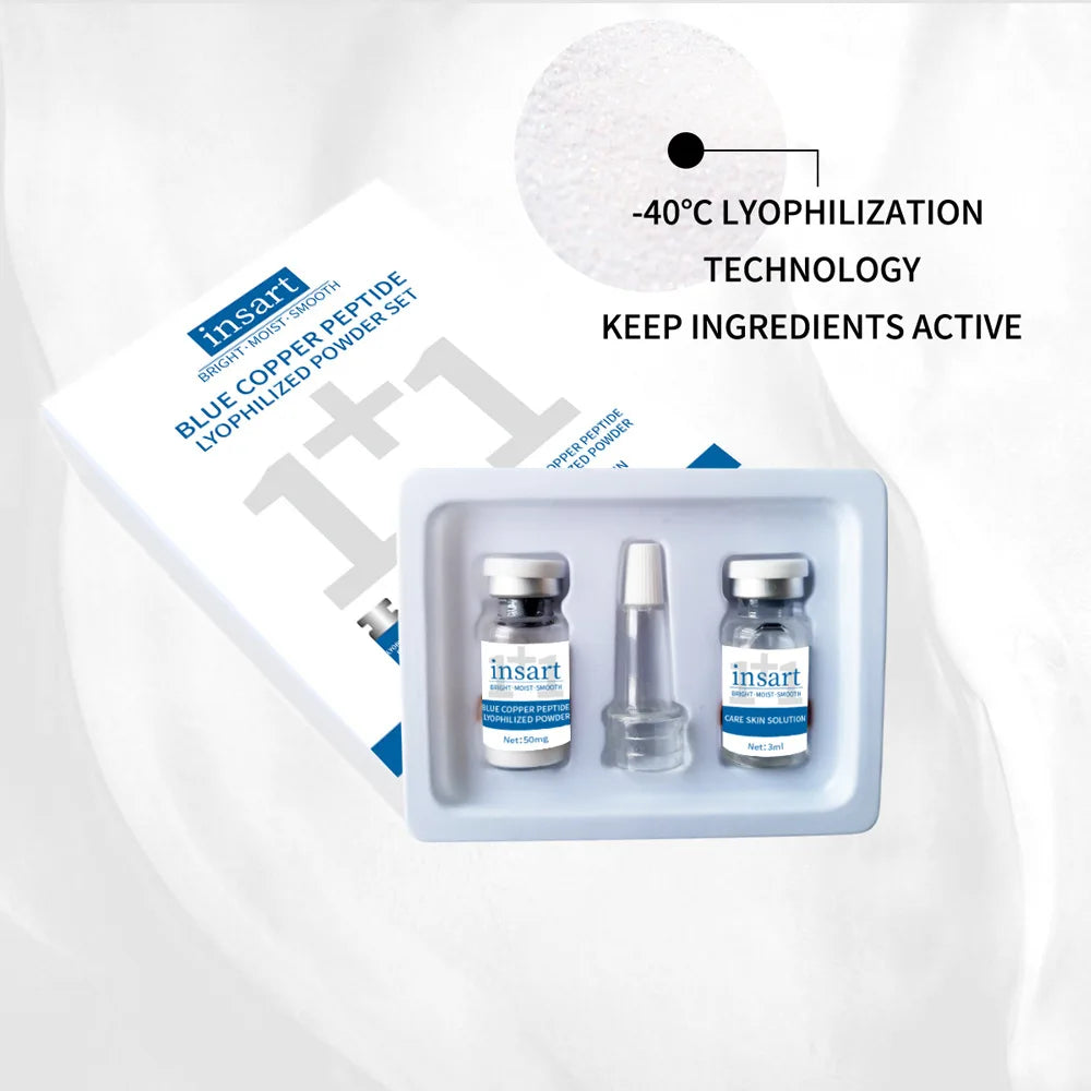 Blue Copper Lyophilized Powder Set Moisturizing Whitening Face Serum Anti Wrinkle Smooth Tender Skin Care Brighten Essence