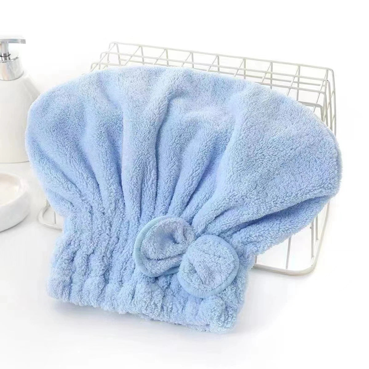 1Pc Microfiber Hair Drying Towels Head Wrap with Bow-Knot Shower Cap Hair Turban HairWrap Bath Cap for Curly Long Wet Hair Gift