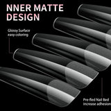 Luxury False Nail Tips Soft Gel Fingertip Semi-matte Capsules Almond French Coffin Full Cover Artificial Fake Nails Extension