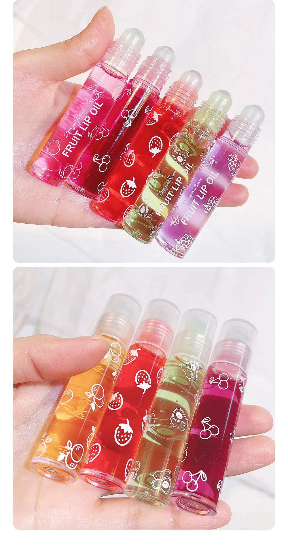 Roll-On Lip Oil Moisturizing Lip Balm Liquid Nourishing Lip Oil Colorless Transparent Fruit Lip Oil New Valentine's Day Gift Lip Balm