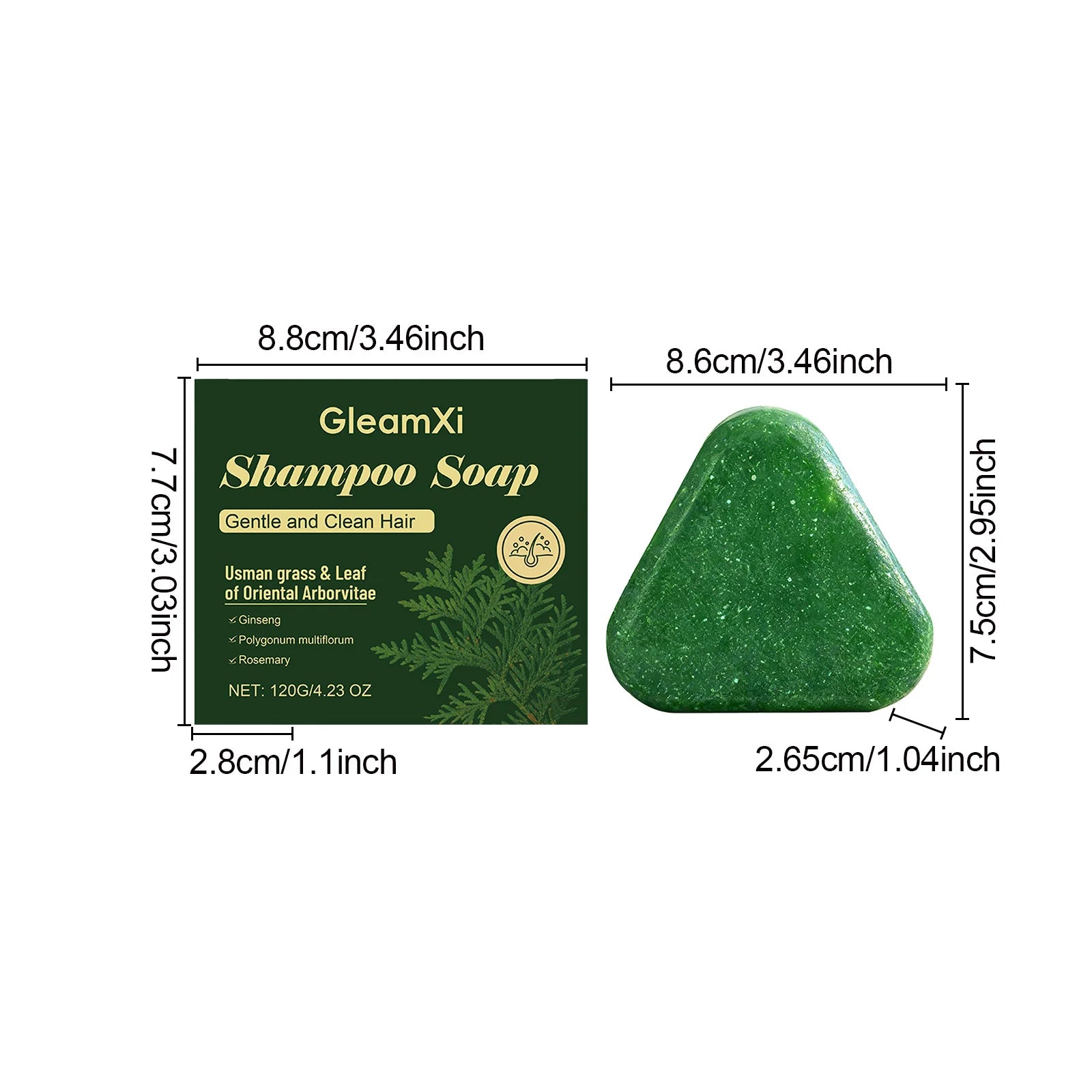 Usman Grass Chamaecyparis Leaf Shampoo Bar - Gentle Cleansing for the Scalp, Nourishing, Voluminous, and Shiny Hair