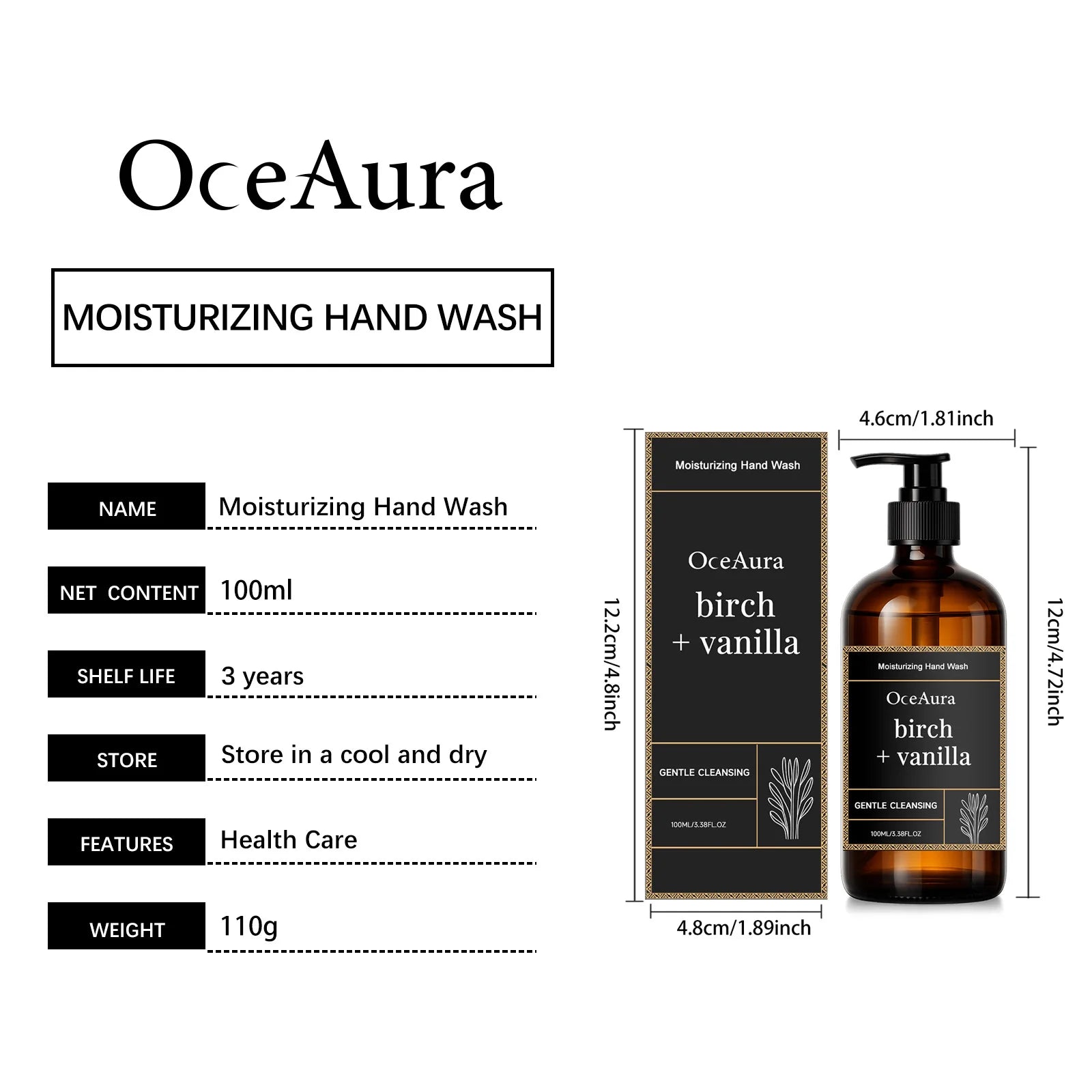 Moisturizing Hand Wash Vanilla Extract Nourishing Liquid Soap Gentle Cleansing Hand Soap for Daily Use Soft Hands Family Care