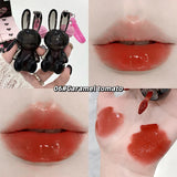Gege Bear Pink Rabbit Velvet Matte Lip Cream Black Rabbit Water light lip glaze matte mirror pendant lipstick lip gloss